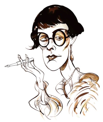Sylvia Townsend Warner - caricature holding pen by Neale Osborne